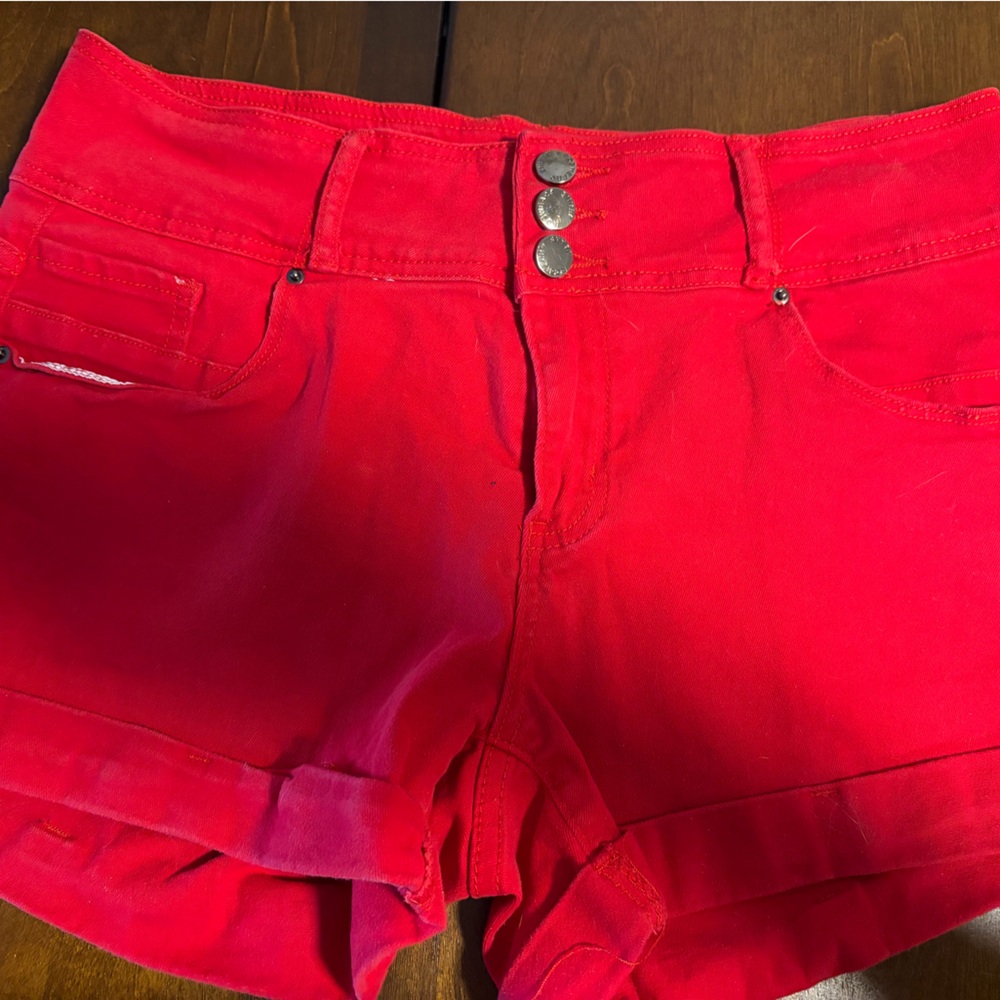 Stylish Red High Waist Women's Shorts